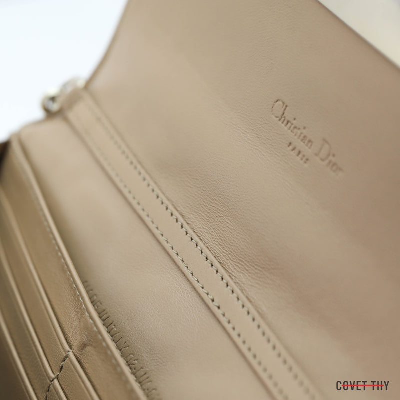 Dior Cannage Promenade Wallet on Chain, Nude/Tan Patten Leather