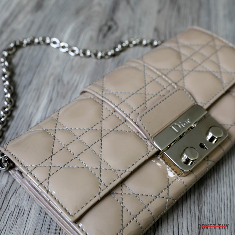 Dior Cannage Promenade Wallet on Chain, Nude/Tan Patten Leather