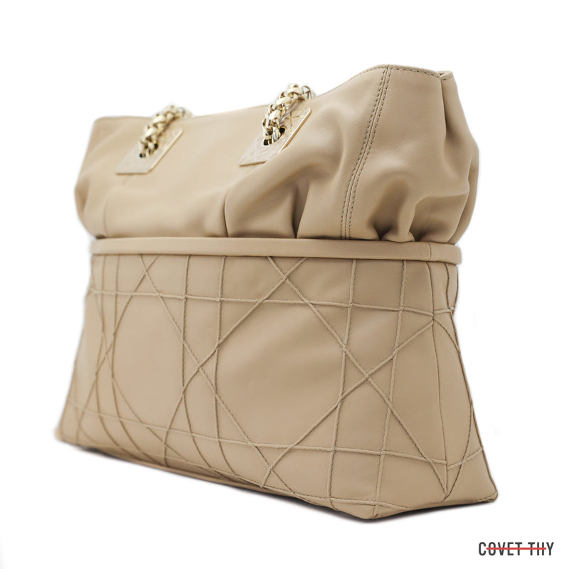 Dior Granville Lambskin Cannage Tote with Gold Chain