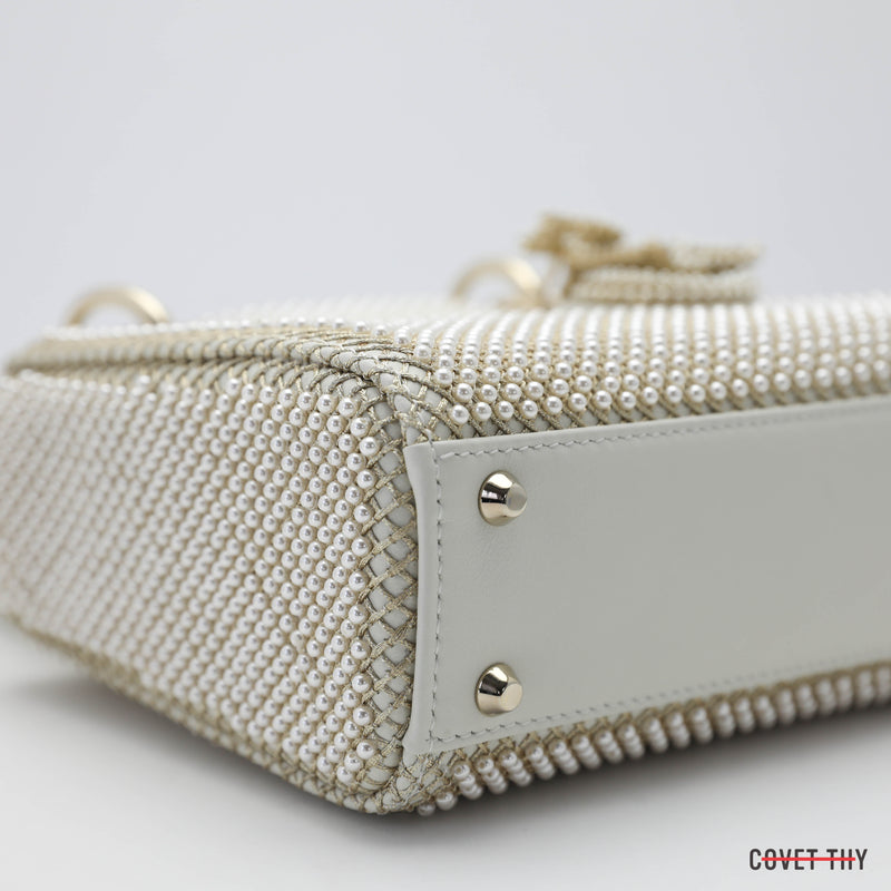 Lady Dior Limited Edition Mini Pearl Handbag, Champagne Hardware