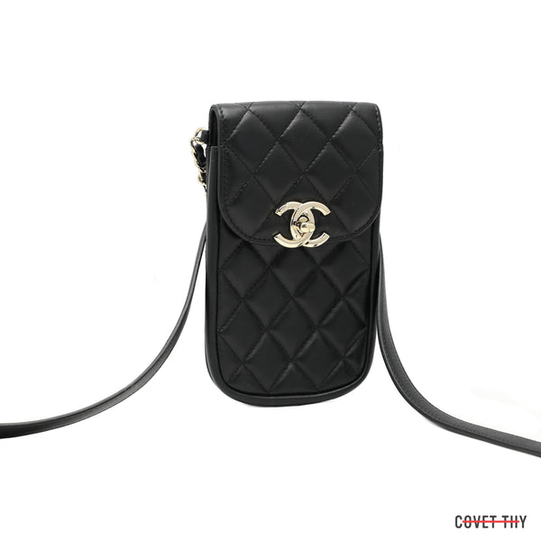Chanel Quilted Lambskin Phone Belt Bag, Black with Gold Hardware