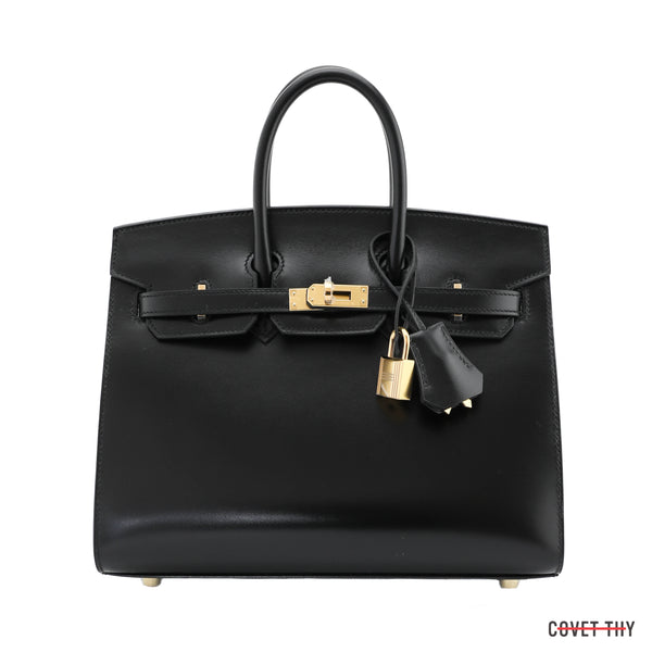 Hermes Box Calf Noir 25cm Birkin Sellier with Gold Hardware 2022