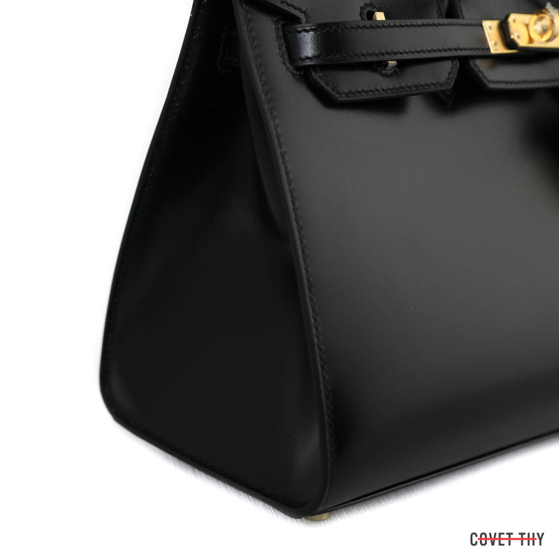 Hermes Birkin Sellier 25 Black Gold Hardware Epsom Leather New w