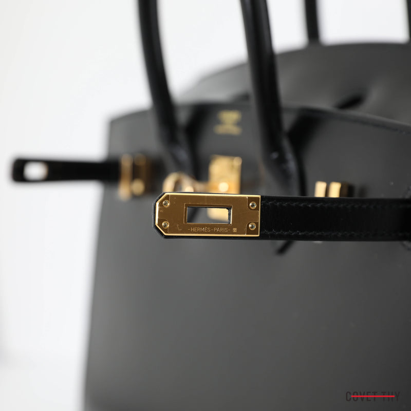 Hermes Box Calf Noir 25cm Birkin Sellier with Gold Hardware 2022