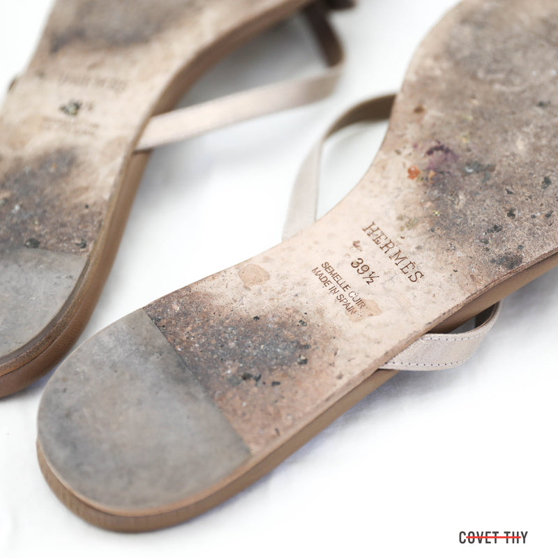Hermes Chevre Corfou Flat Sandal, Size 39.5
