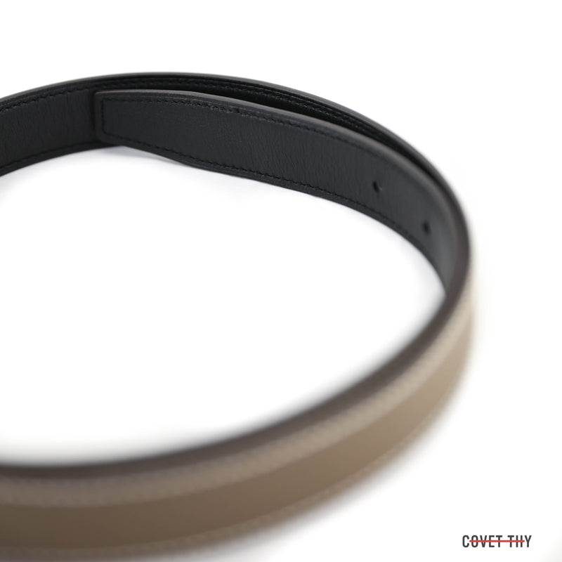 Hermes Rivale Belt, Epsom/Swift Leather, Noir/Etoupe