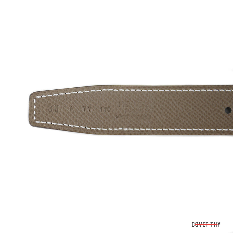 Hermes Rivale Belt, Epsom/Swift Leather, Noir/Etoupe