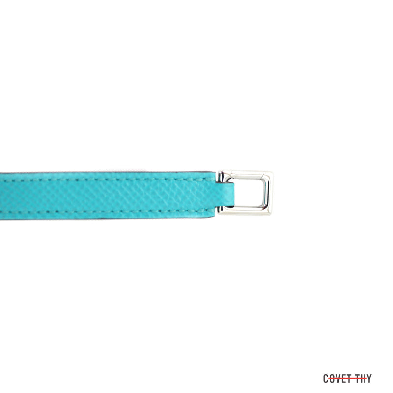 Hermes Rivale Double Tour Bracelet with Palladium Hardware, Blue Paon, Size XS