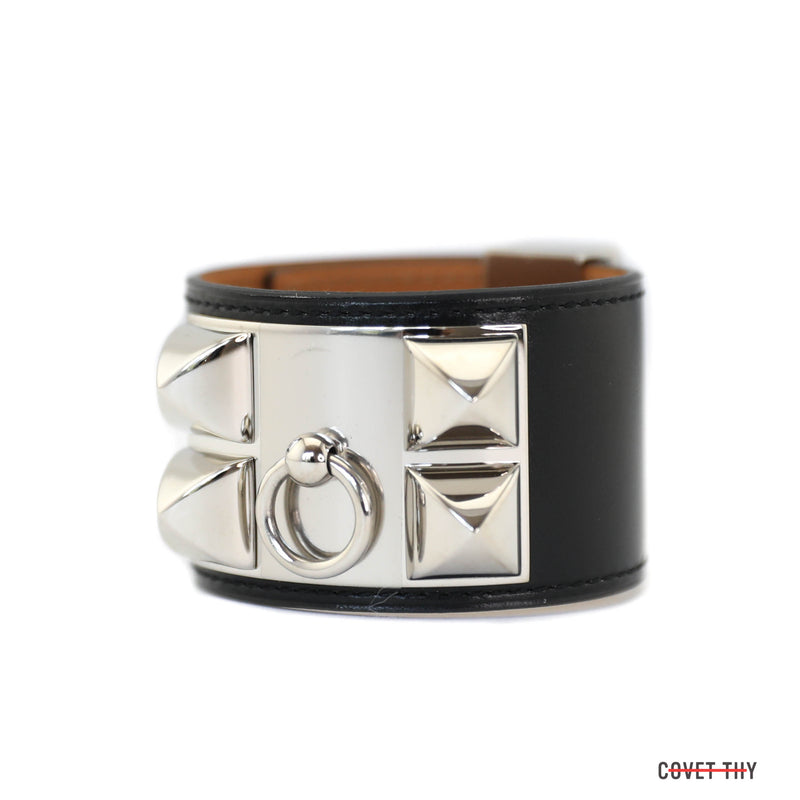 Hermes Collier de Chien Bracelet with Palladium Hardware, Size Small