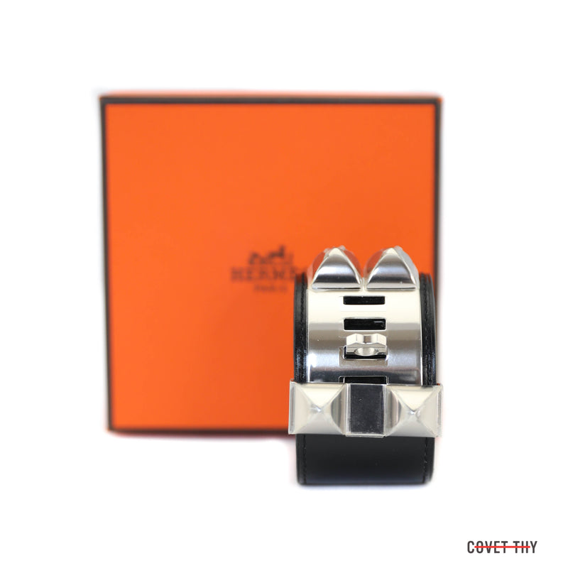 Hermes Collier de Chien Bracelet with Palladium Hardware, Size Small