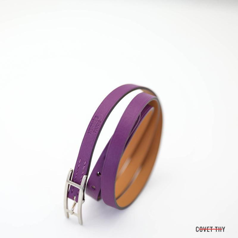 Hermes Hapi 3mm Bracelet, with Palladium Hardware, Anemone, Size Small