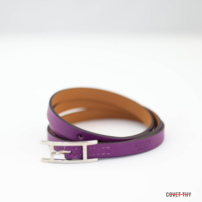 Hermes Hapi 3mm Bracelet, with Palladium Hardware, Anemone, Size Small