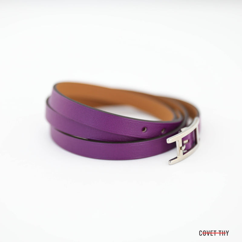 Hermes Hapi 3mm Bracelet, with Palladium Hardware, Anemone, Size Small