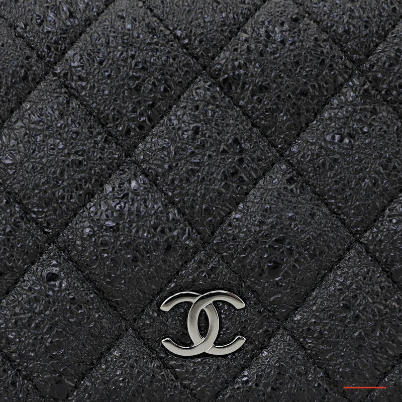 Chanel Glittery Wallet On A Chain with Silver Hardware, Black