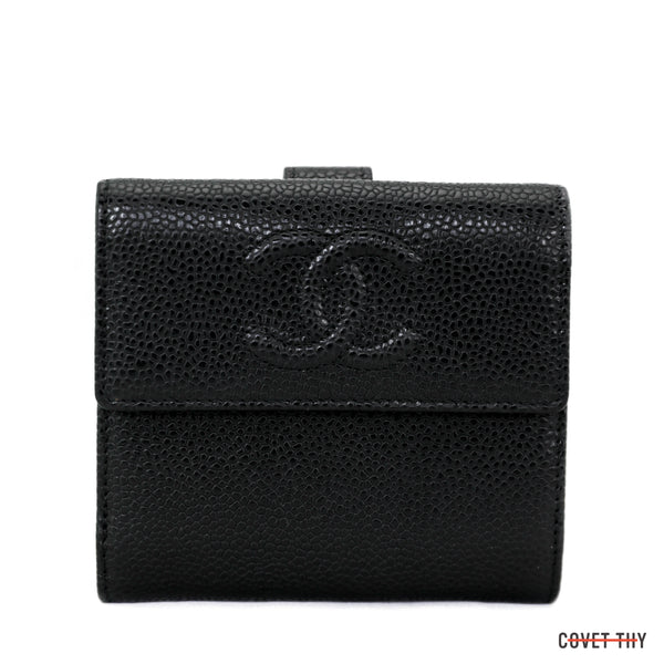 Chanel Classic Bi Fold Caviar Double CC Wallet, Black