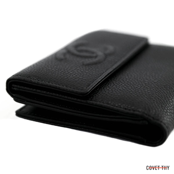 Chanel Classic Bi Fold Caviar Double CC Wallet, Black