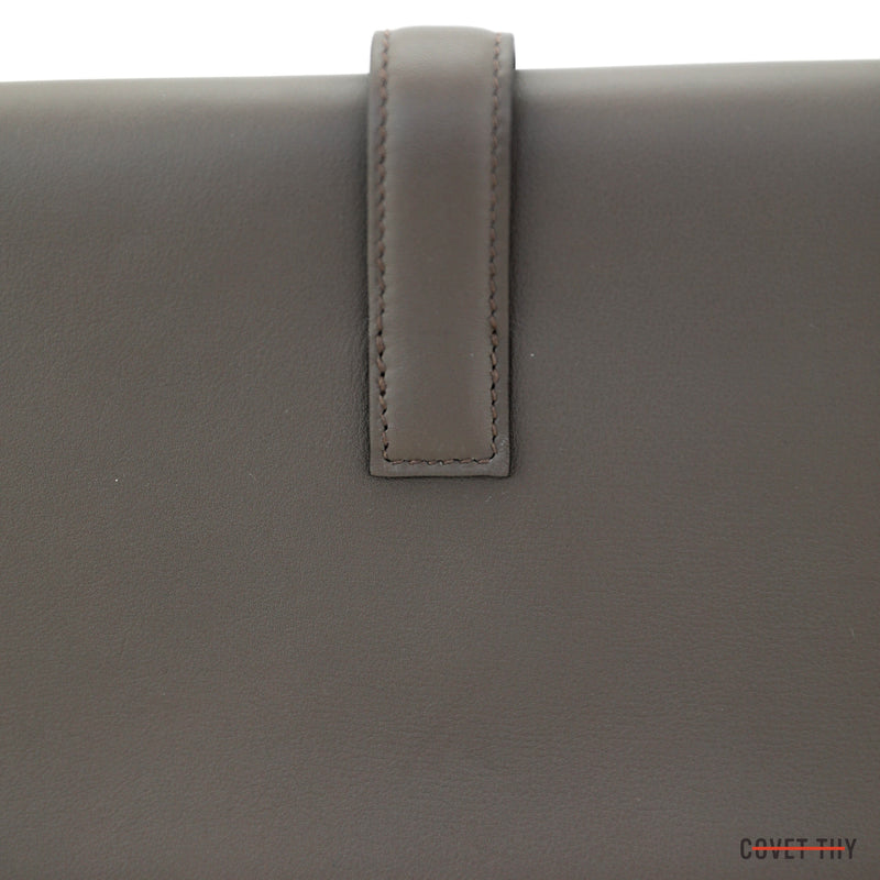 29cm Swift Leather Hermes Jige Elan Clutch in Etain