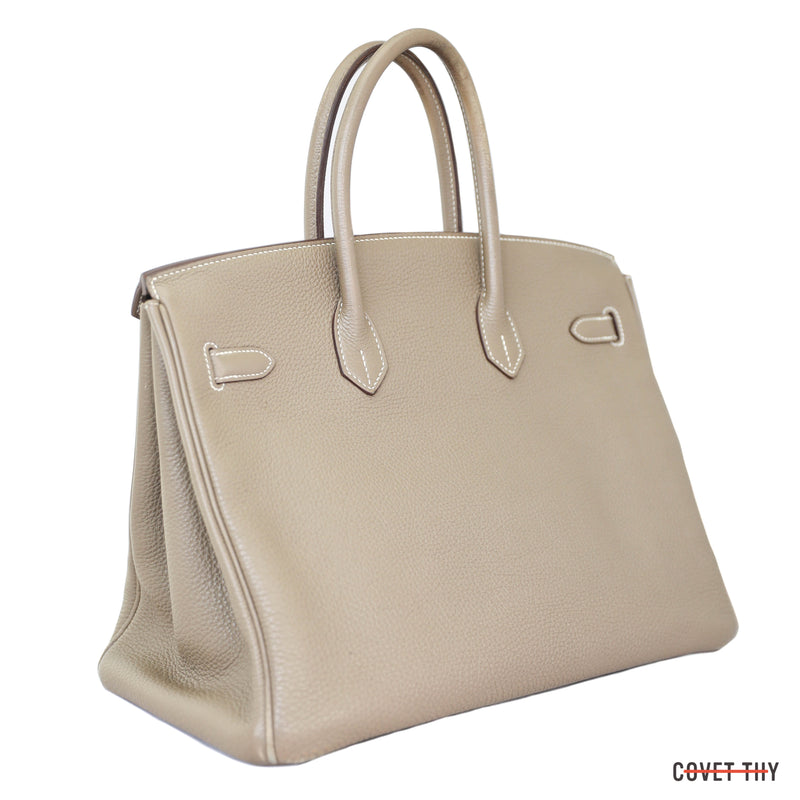 Hermes Birkin Bag 35cm Etoupe Togo Palladium Hardware