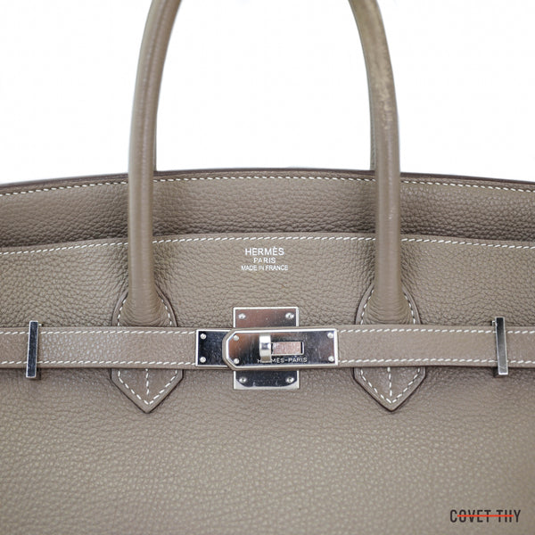 Hermes Birkin Handbag Grey Swift with Gold Hardware 25 Neutral