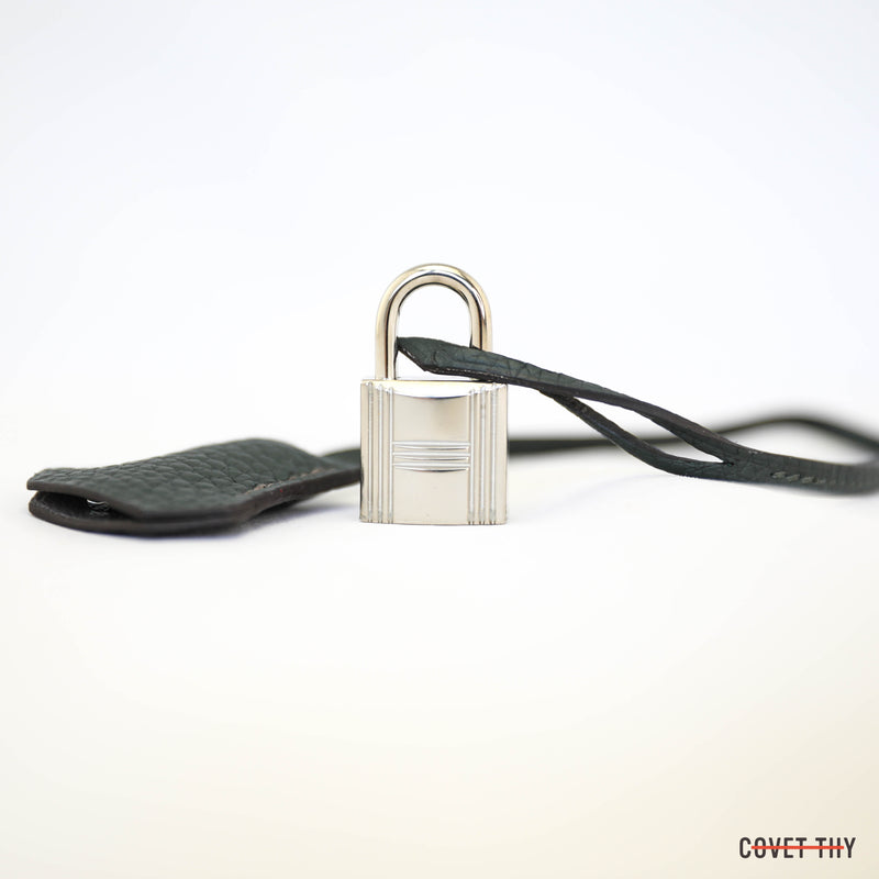 Hermes Bi-Color Vert Cypress/Etain Togo Birkin with Palladium Hardware, 35cm