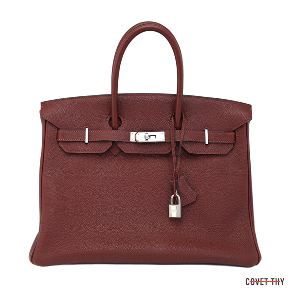 35cm Hermes Rouge H Togo Birkin with Palladium Hardware