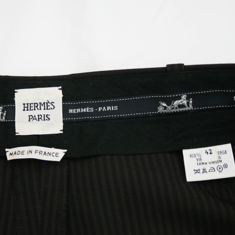 Hermes Striped Two-Piece Double Pleated Pantsuit, Size 42