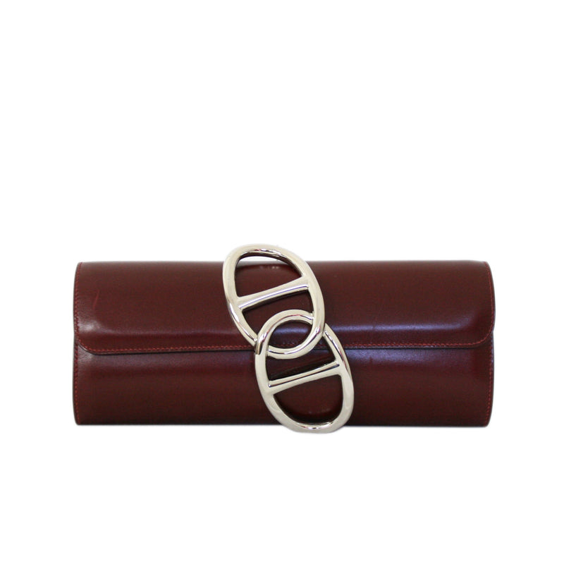 Hermes Egee Clutch with Palladium Hardware, Rouge H Box Calf