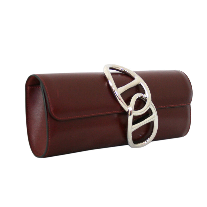 Hermes Egee Clutch with Palladium Hardware, Rouge H Box Calf