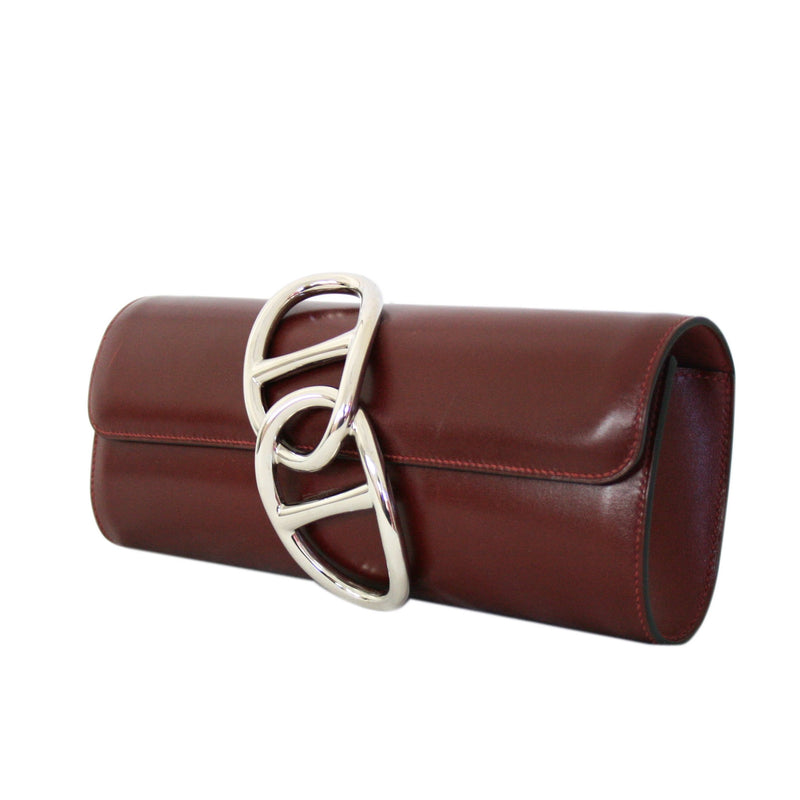Hermes Egee Clutch with Palladium Hardware, Rouge H Box Calf