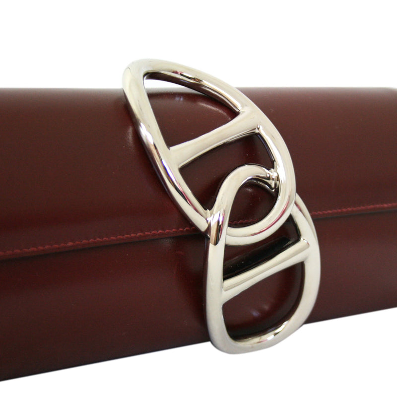 Hermes Egee Clutch with Palladium Hardware, Rouge H Box Calf