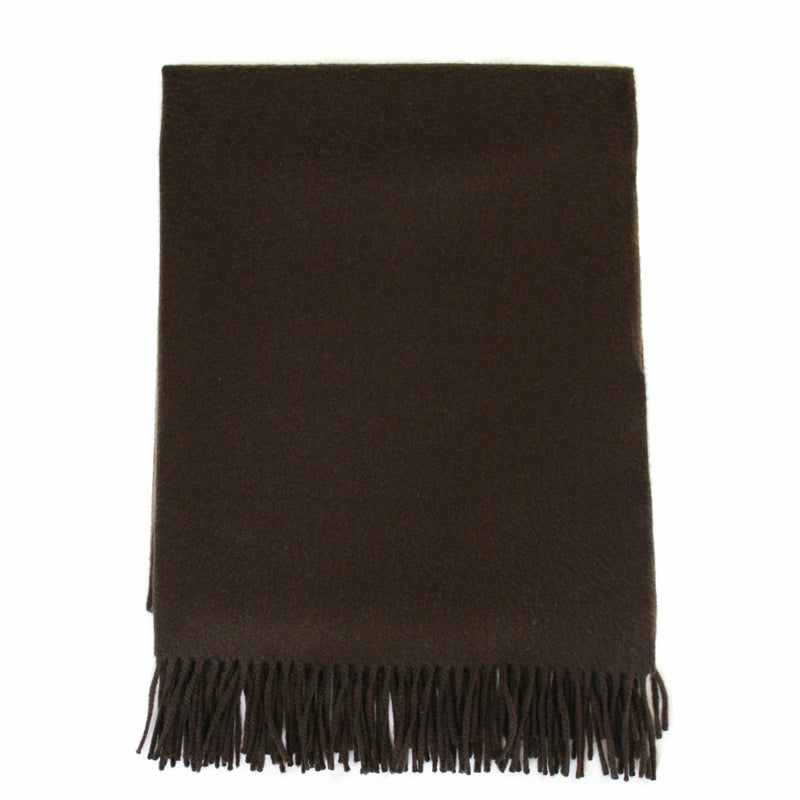 Solid Fringed Hermes Cashmere Throw in Chocolate Brown
