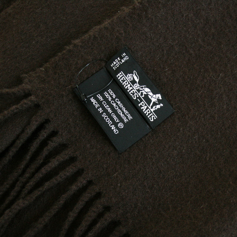 Hermes Cashmere "Etole" Stole or Throw, Chocolate Brown