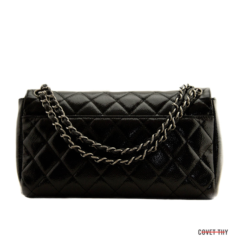 Chanel Black Diamond Shine Flap Handbag, Glazed Caviar, Mademoiselle Clasp