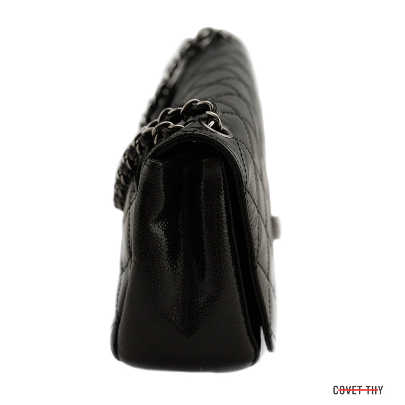 Chanel Black Diamond Shine Flap Handbag, Glazed Caviar, Mademoiselle Clasp