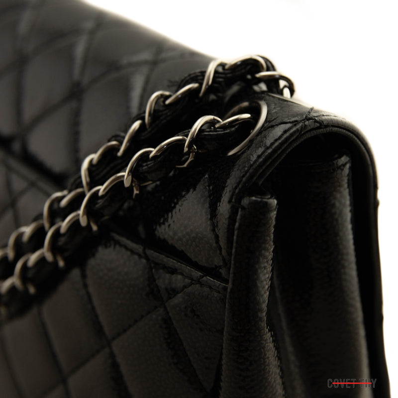 Chanel Black Diamond Shine Flap Handbag with Mademoiselle Clasp