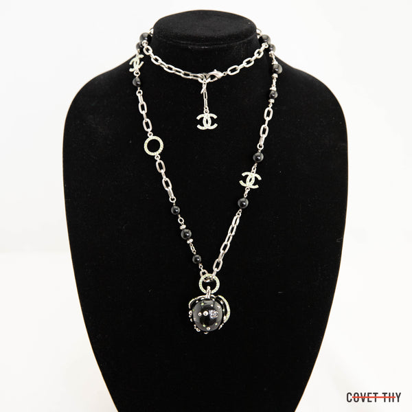 Chanel Rue Chambon Strawberry Necklace with black strawberry and light green crystals